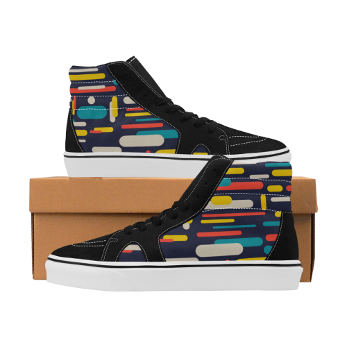 Colorful Rectangles Men's High Top Skateboarding Shoes (Model E001-1)