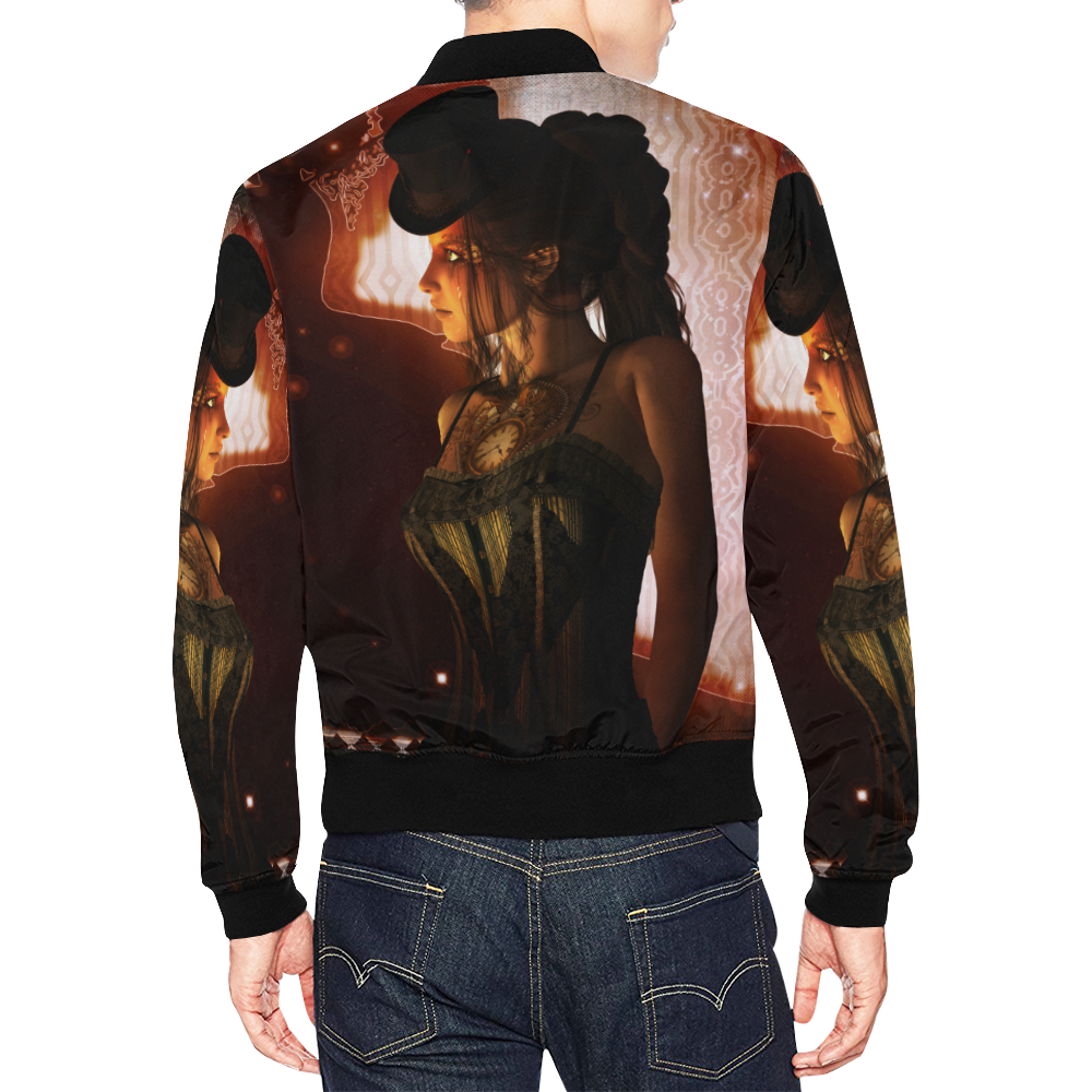 Beautiful steampunk women All Over Print Bomber Jacket for Men (Model H19)