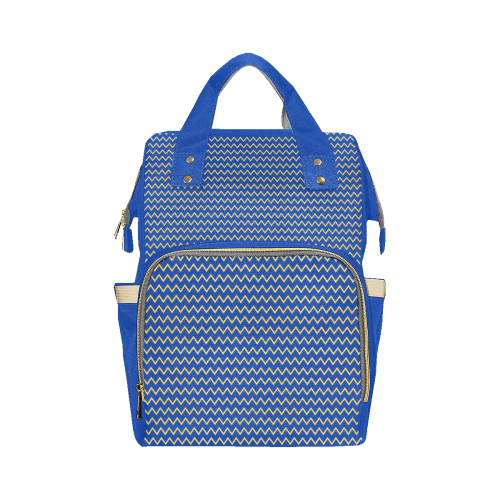 chevron Jaune/Bleu Multi-Function Diaper Backpack/Diaper Bag (Model 1688)