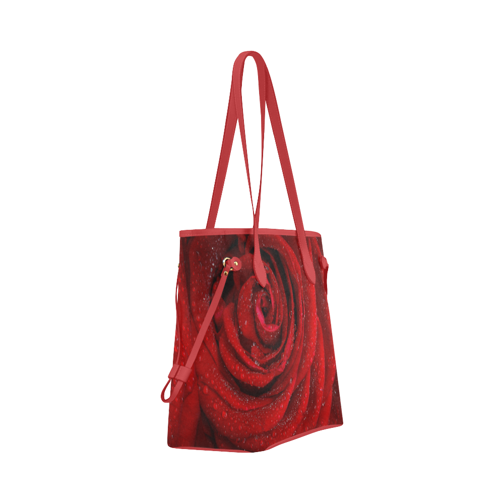 Red rosa Clover Canvas Tote Bag (Model 1661)