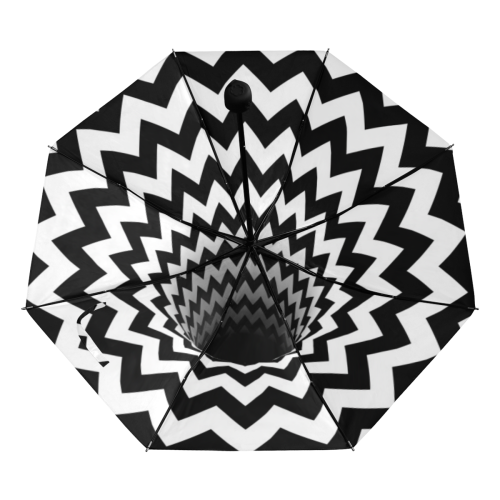 Optical Illusion 3D Black Hole Chevron (Black/White) Anti-UV Foldable Umbrella (Underside Printing) (U07)