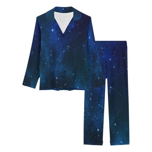 Space Galaxy Stars Women's Long Pajama Set