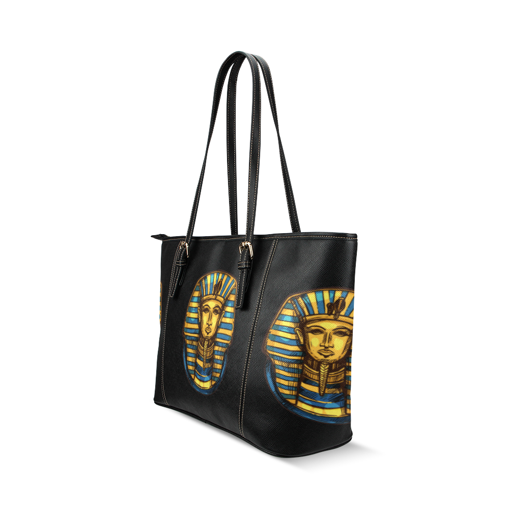 bolso de mano faraon egipcio Leather Tote Bag/Small (Model 1640)