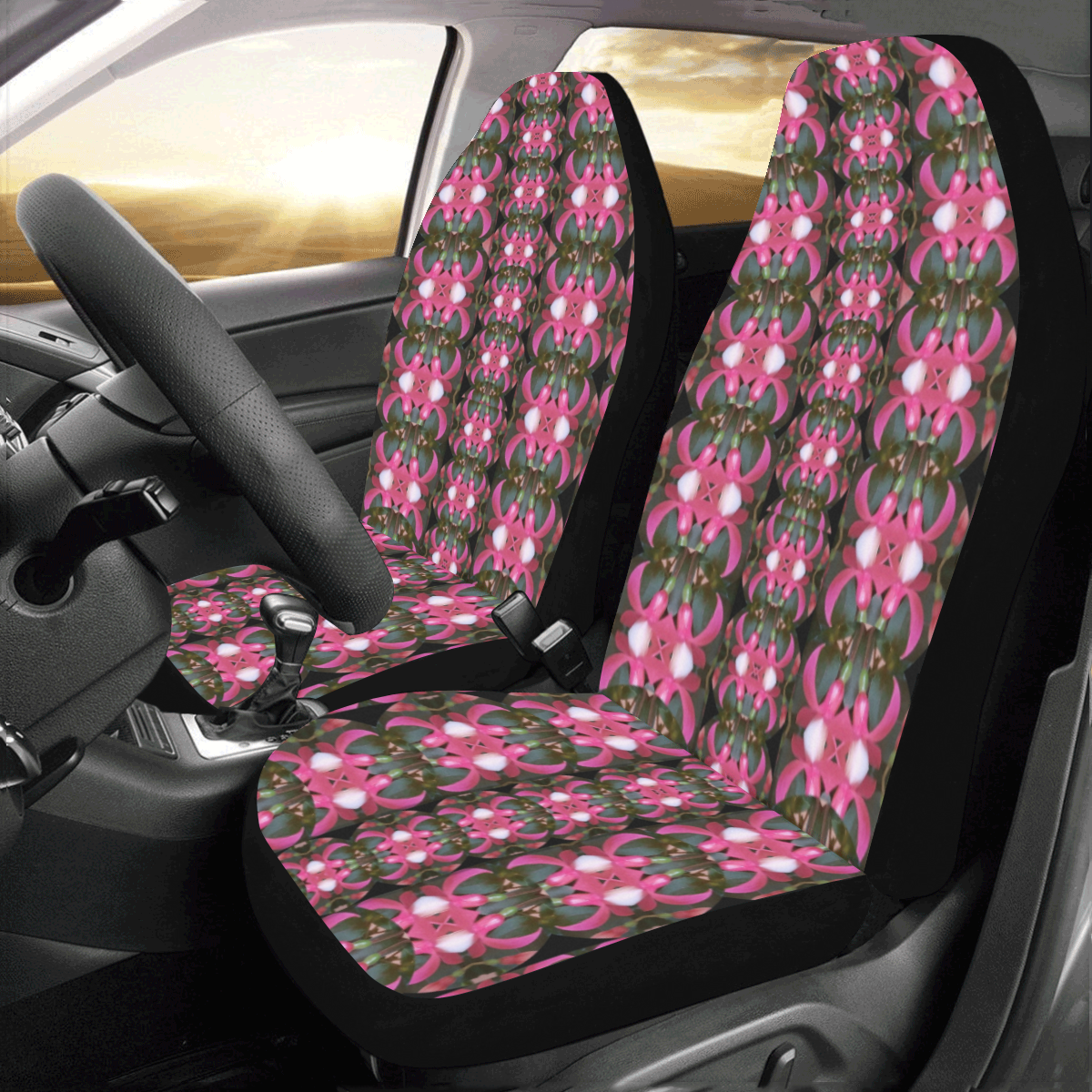 Butterflies in a  forest of climbing flowers Car Seat Covers (Set of 2)