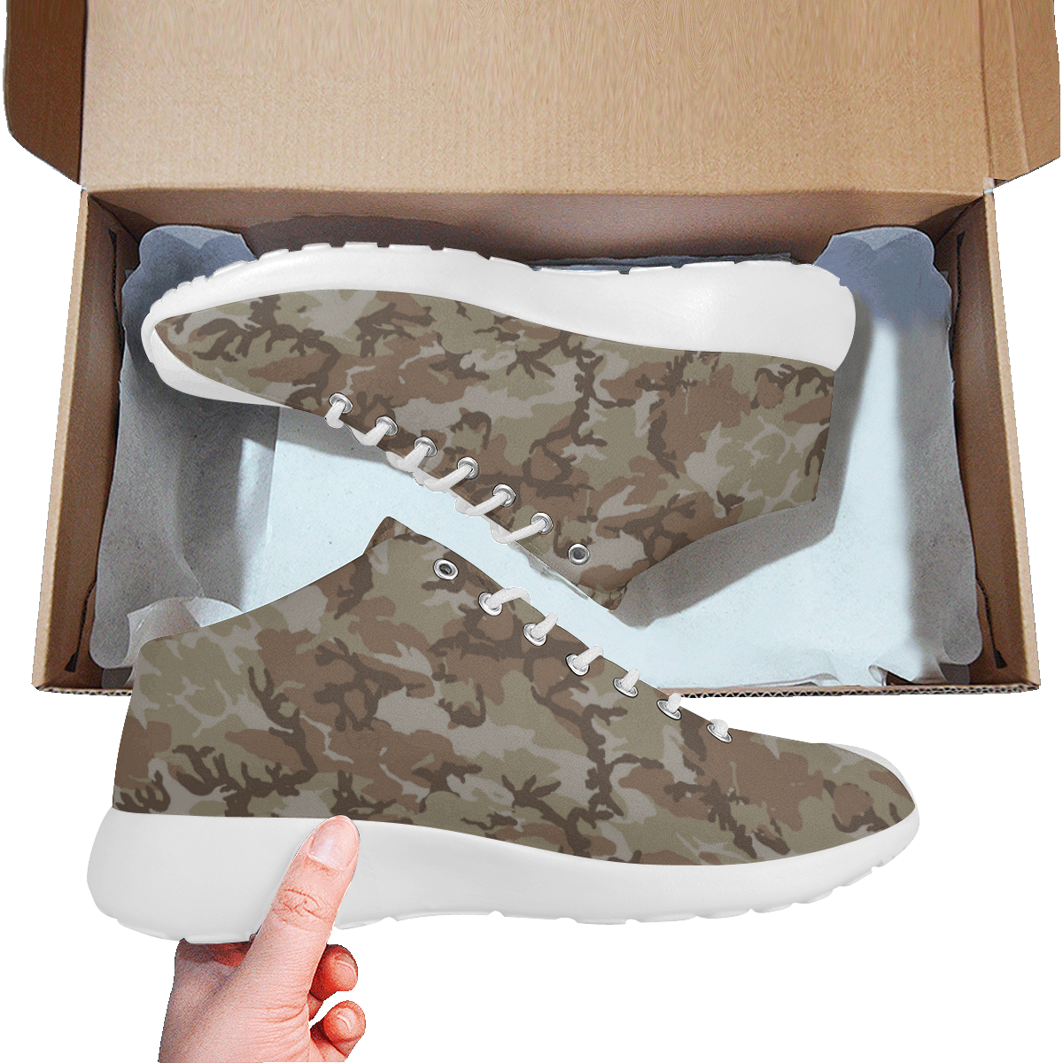 Woodland Desert Brown Camouflage Women's Basketball Training Shoes/Large Size (Model 47502)