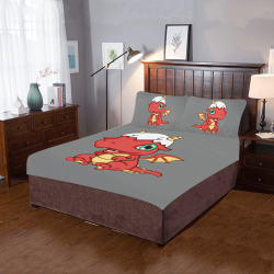 Baby Red Dragon Grey 3-Piece Bedding Set