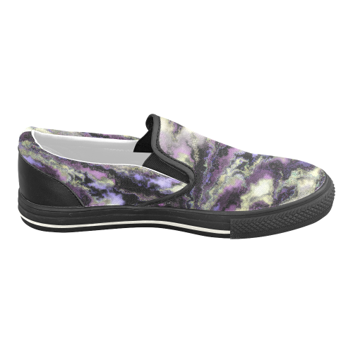 Purple marble Women's Slip-on Canvas Shoes/Large Size (Model 019)