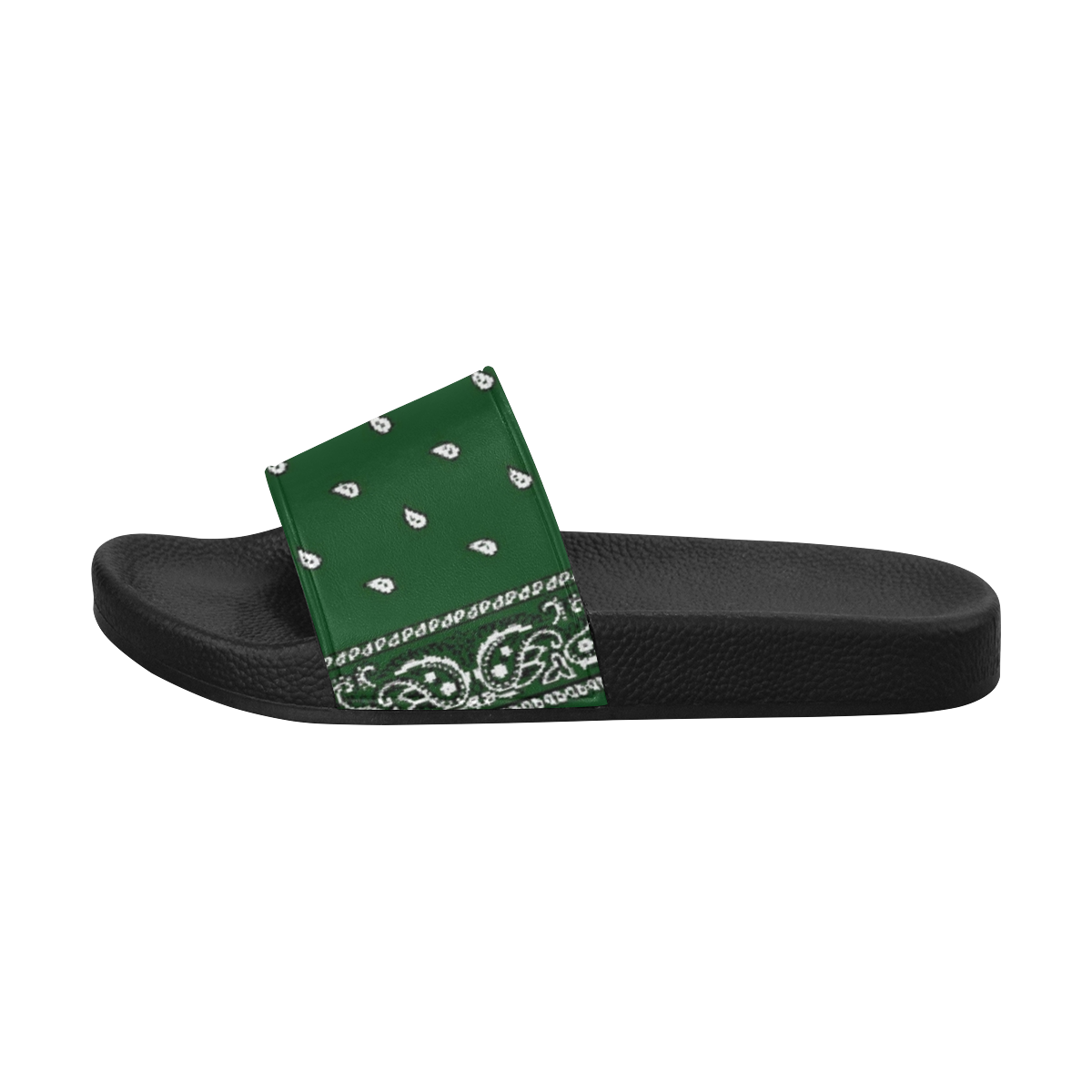 KERCHIEF PATTERN GREEN Men's Slide Sandals/Large Size (Model 057)