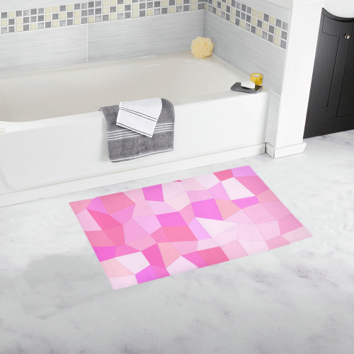 Bright Pink Mosaic Bath Rug 16''x 28''