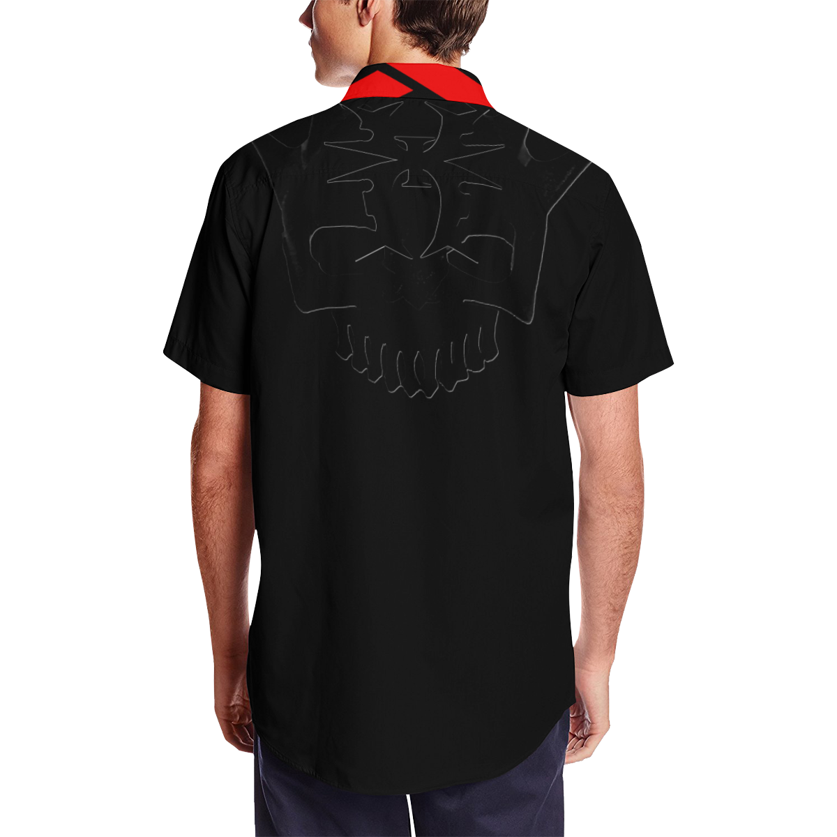 Hustler CRX-Bones Men's Short Sleeve Shirt with Lapel Collar (Model T54)