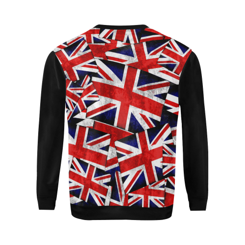 Union Jack British UK Flag - Union Jack British UK Flag (Vest Style) Black All Over Print Crewneck Sweatshirt for Men/Large (Model H18)