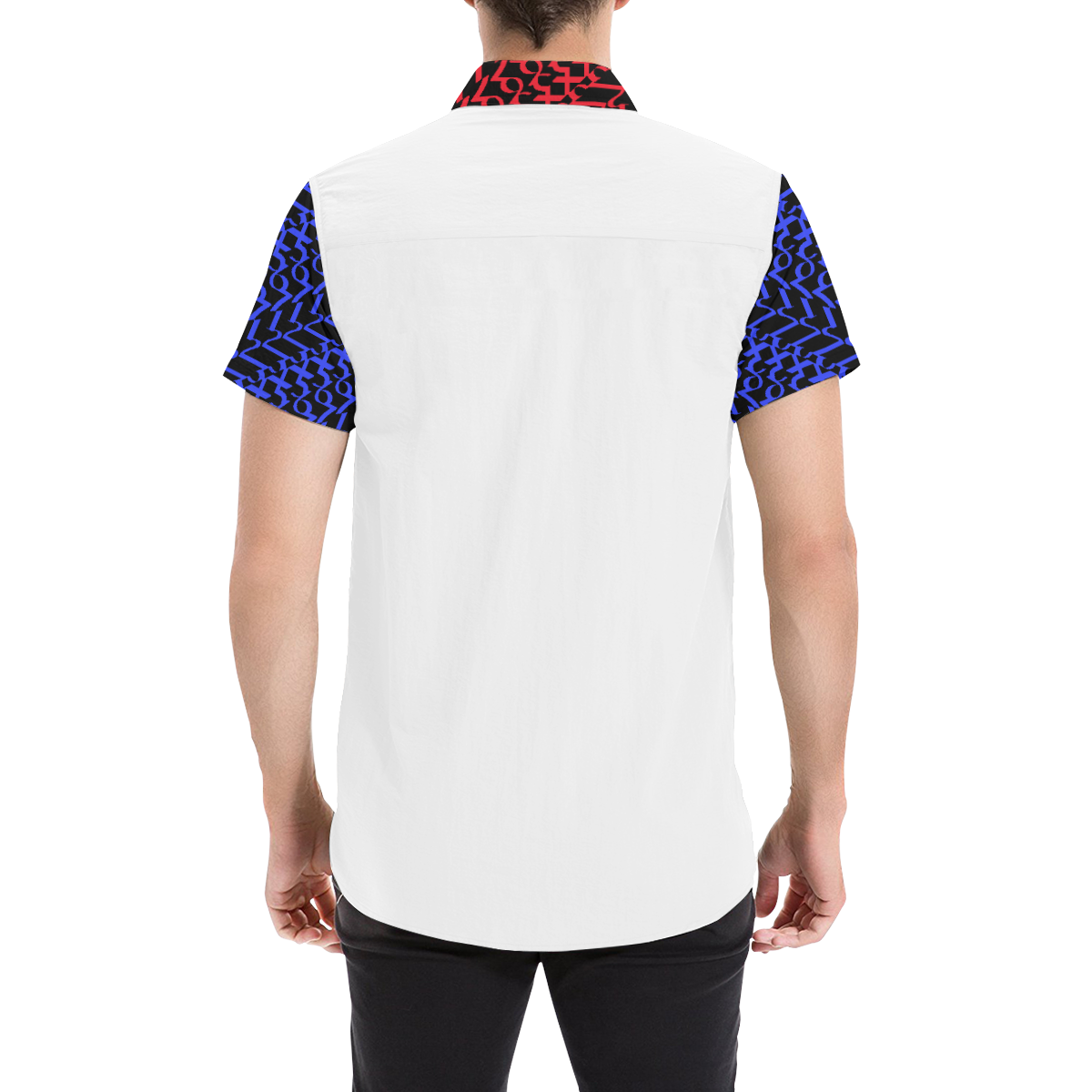 NUMBERS Collection 1234567 "Reverse" Split collar/sleeves Men's All Over Print Short Sleeve Shirt (Model T53)