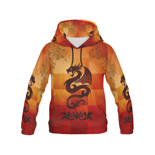 Tribal dragon  on vintage background All Over Print Hoodie for Women (USA Size) (Model H13)