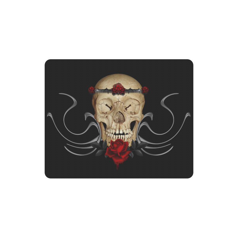 Queen Of Roses Gothic Skull Rectangle Mousepad