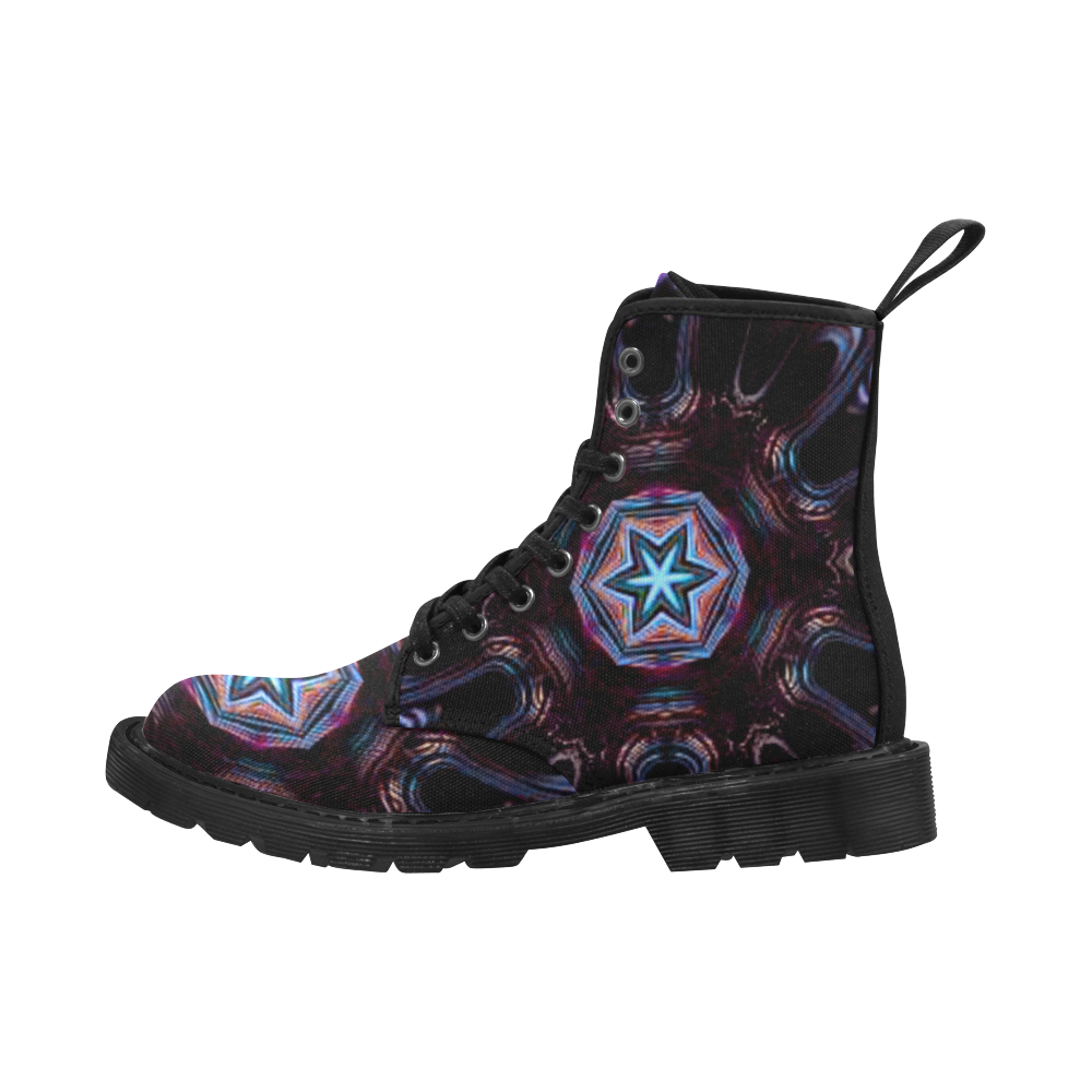 Blue Mandala Martin Boots for Women (Black) (Model 1203H)