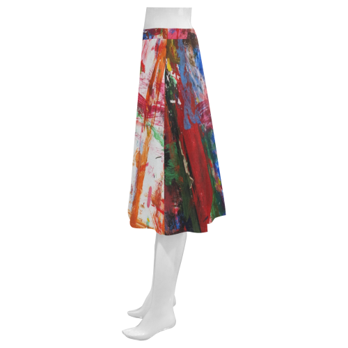 Paint on a white background Mnemosyne Women's Crepe Skirt (Model D16)