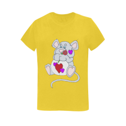 Valentine Mouse Yellow Women's T-Shirt in USA Size (Two Sides Printing)