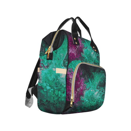 Alien Swirl Purple Green Diaper Backpack. Multi-Function Diaper Backpack/Diaper Bag (Model 1688)