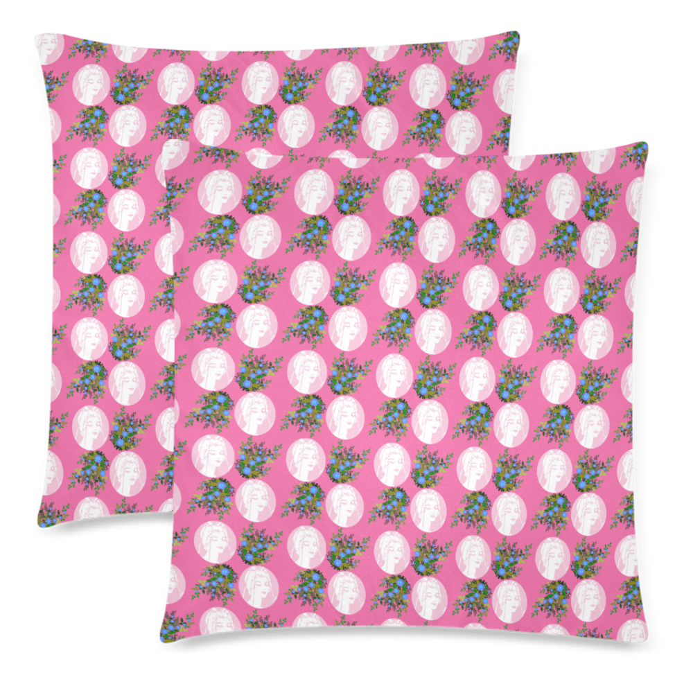 pink bride Custom Zippered Pillow Cases 18"x 18" (Twin Sides) (Set of 2)