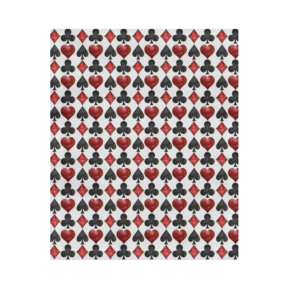 Las Vegas Black and Red Casino Poker Card Shapes Duvet Cover 86"x70" ( All-over-print)