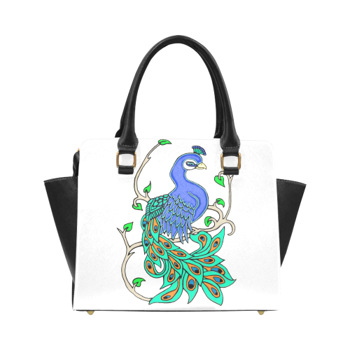 Pretty Peacock White Classic Shoulder Handbag (Model 1653)