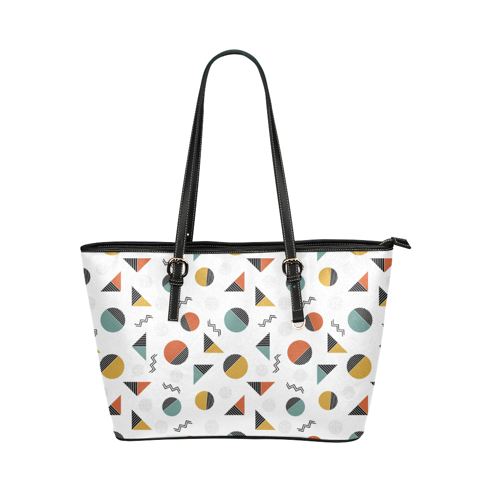 Geo Cutting Shapes Leather Tote Bag/Small (Model 1651)