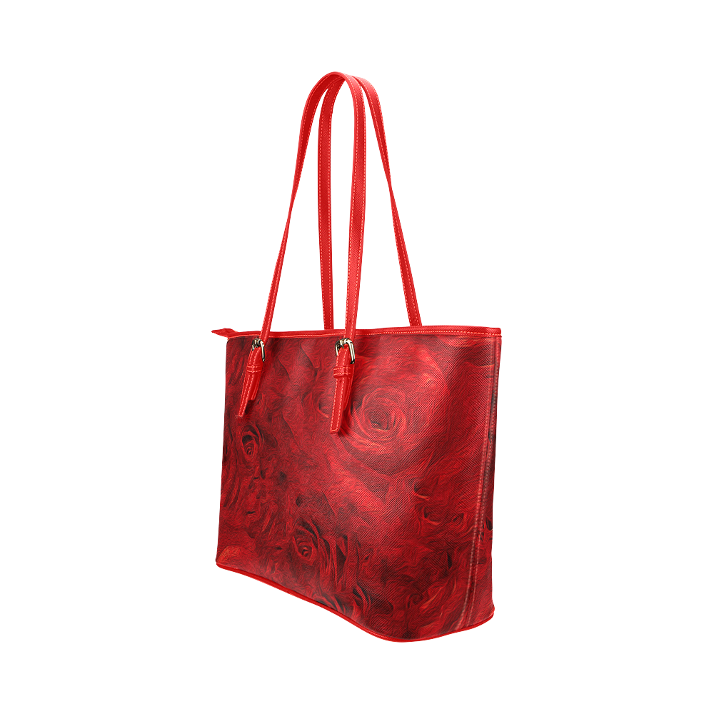 Bed of Rosas for Ramona Leather Tote Bag/Large (Model 1651)