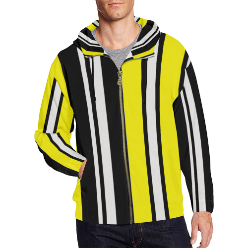 by stripes All Over Print Full Zip Hoodie for Men/Large Size (Model H14)