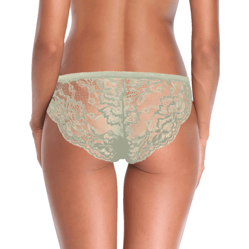 Blue And Tangerine Floral Grey Women's Lace Panty (Model L41)