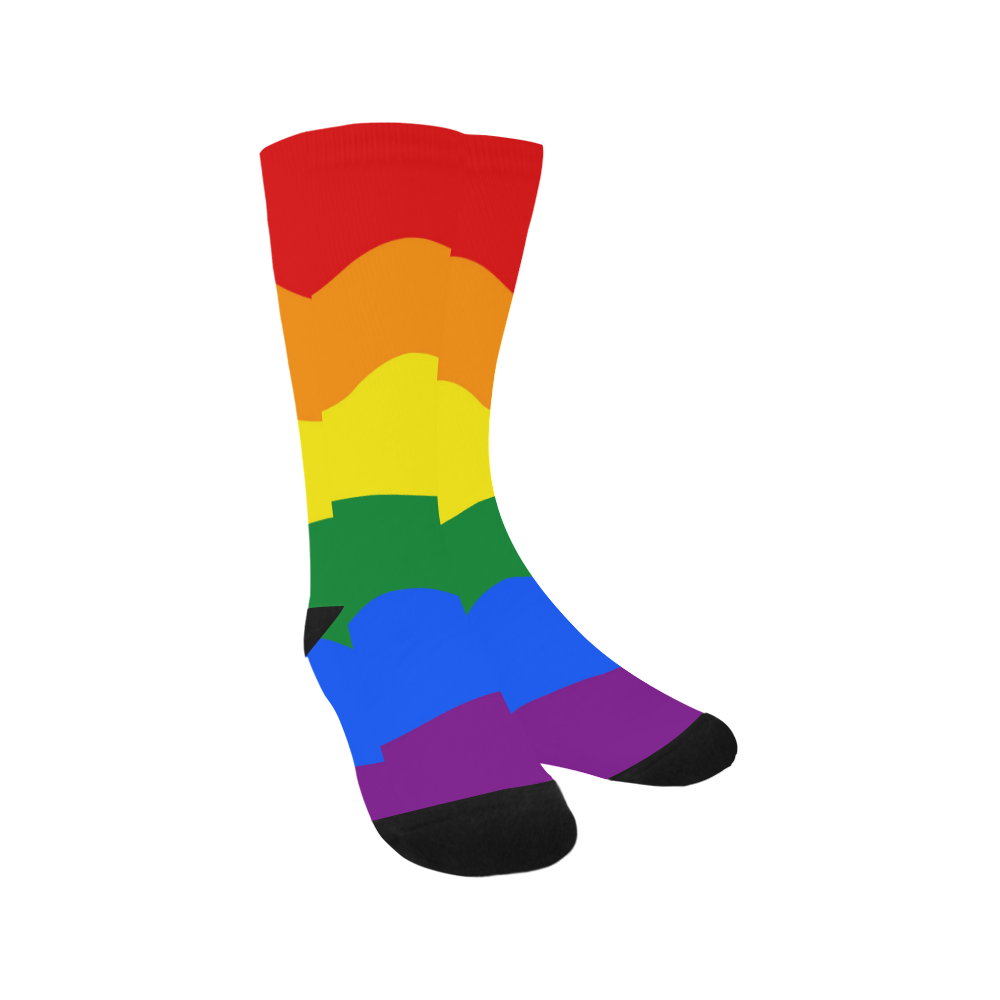 Gay Pride - Rainbow Flag Waves Stripes 2 Trouser Socks (For Men)