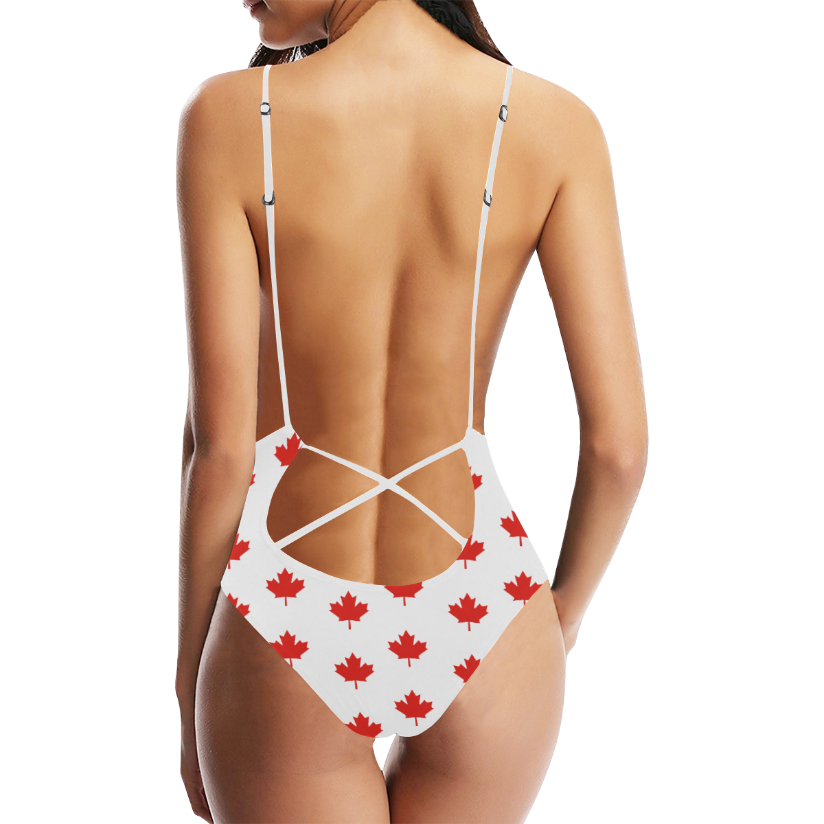 All Maple Leafed Out Sexy Lacing Backless One-Piece Swimsuit (Model S10)