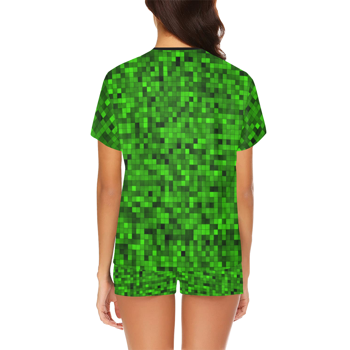 Green Mosaic Women's Short Pajama Set