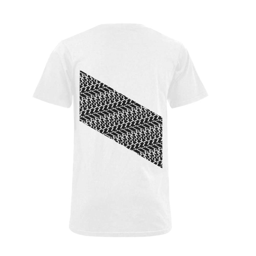 NUMBERS Collection LOGO/FLAG Black/Black/White Men's V-Neck T-shirt (USA Size) (Model T10)