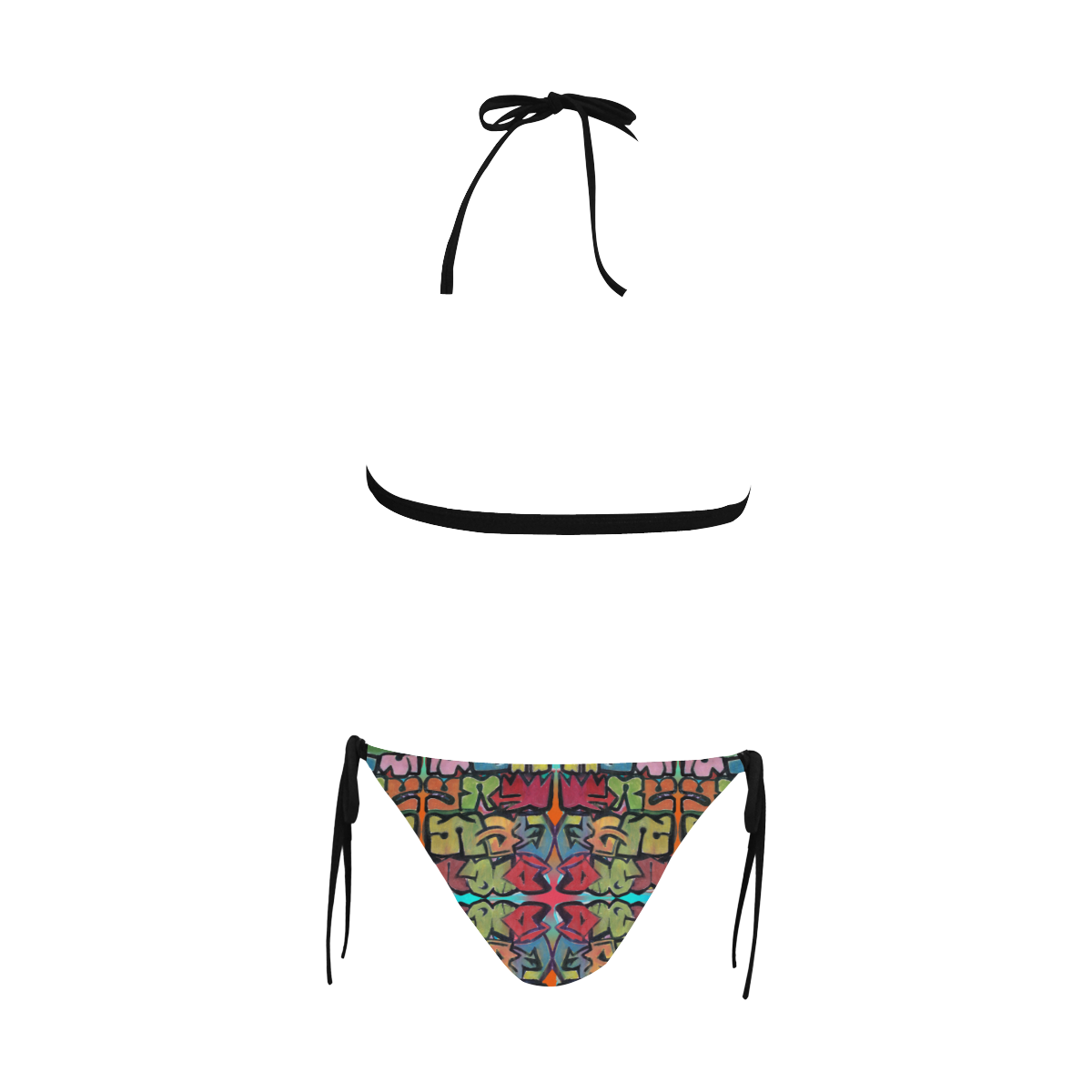 graffitero-18-tapiz Buckle Front Halter Bikini Swimsuit (Model S08)