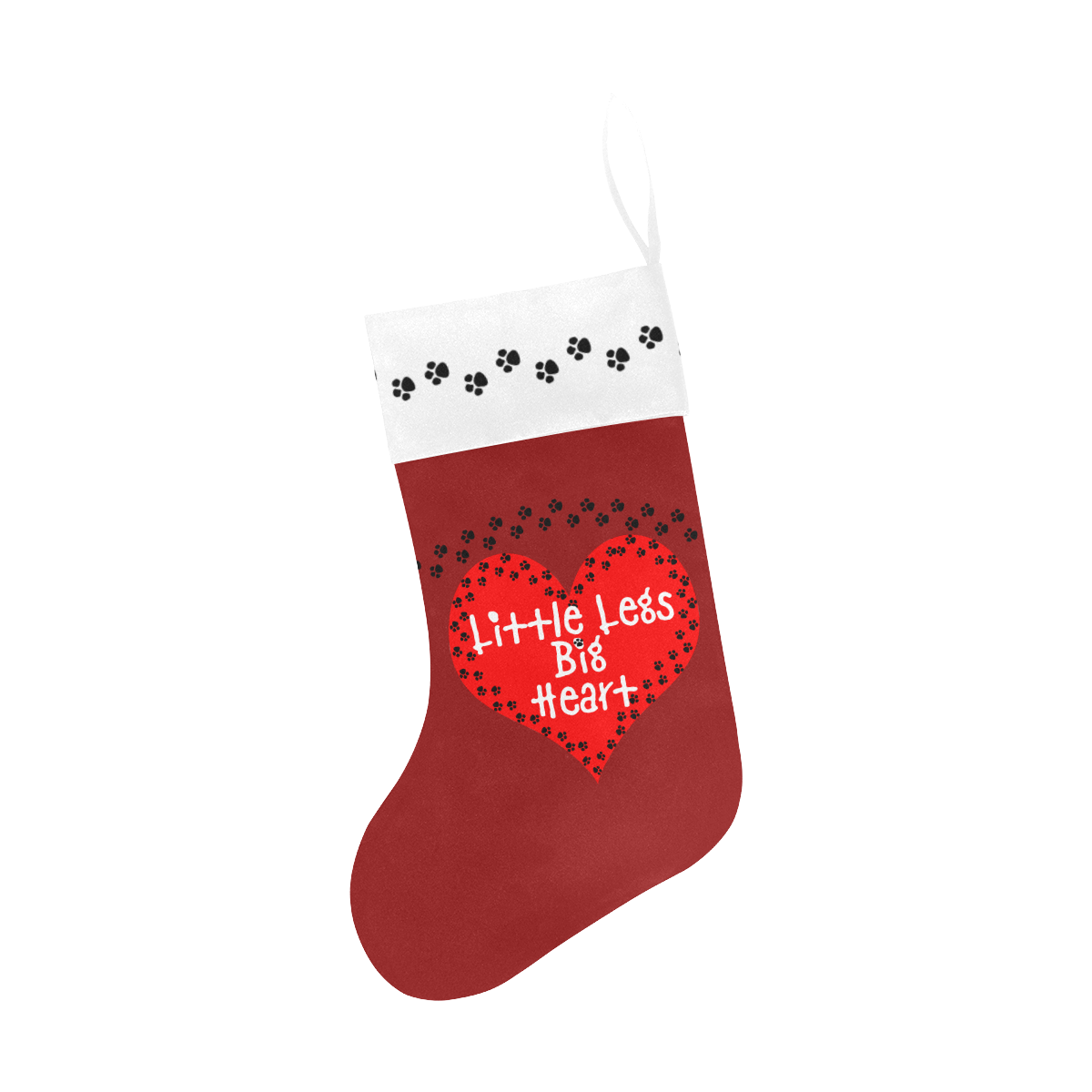 Little Legs Big Heart Paw Prints Red Pet Christmas Stocking