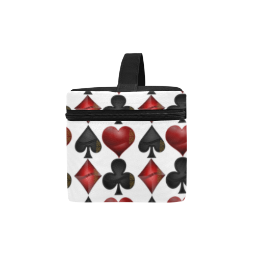Las Vegas Black and Red Casino Poker Card Shapes Cosmetic Bag/Large (Model 1658)
