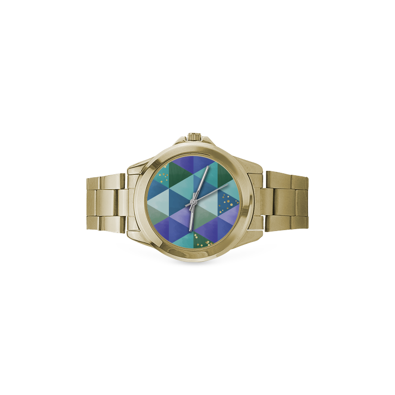 Triangle Pattern - Blue Violet Teal Green Custom Gilt Watch(Model 101)