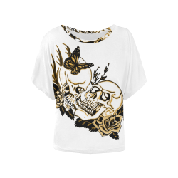 Eternal Love Black And Gold White Women's Batwing-Sleeved Blouse T shirt (Model T44)