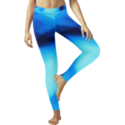 Blue swirl Women's Low Rise Leggings (Invisible Stitch) (Model L05)