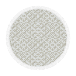 White 3D Geometric Pattern Circular Beach Shawl 59"x 59"