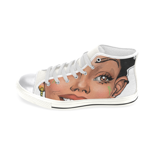 Just What I AM_Aziza_Andre_White Canvas High Top Women's Classic High Top Canvas Shoes (Model 017)