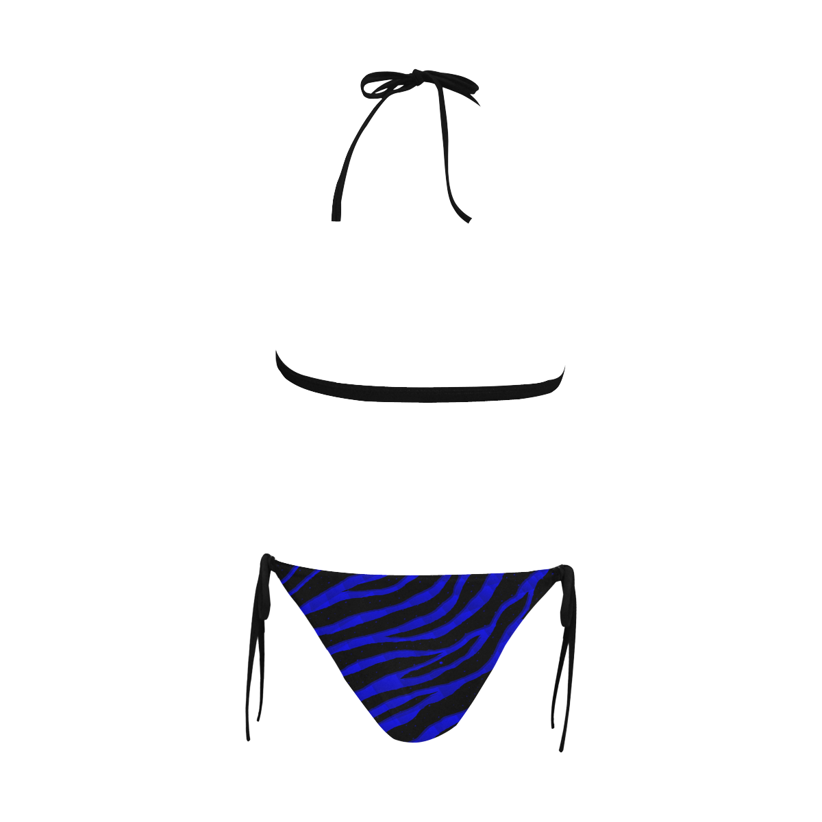 Ripped SpaceTime Stripes - Blue Buckle Front Halter Bikini Swimsuit (Model S08)