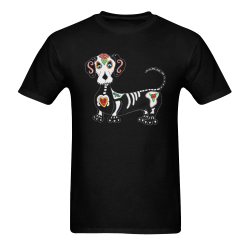 Dachshund Sugar Skull Black Men's T-shirt in USA Size (Front Printing Only) (Model T02)