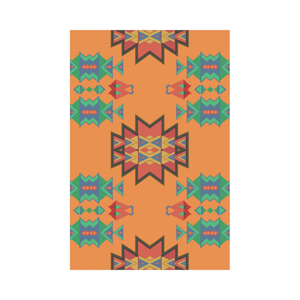 Misc shapes on an orange background Garden Flag 12‘’x18‘’（Without Flagpole）