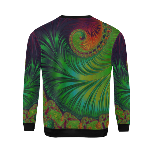Rainbow Tropical Wave Fractal Abstract All Over Print Crewneck Sweatshirt for Men/Large (Model H18)