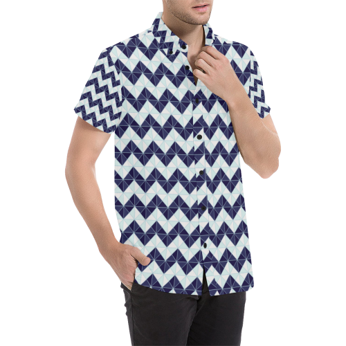 raindrops Men's All Over Print Short Sleeve Shirt/Large Size (Model T53)