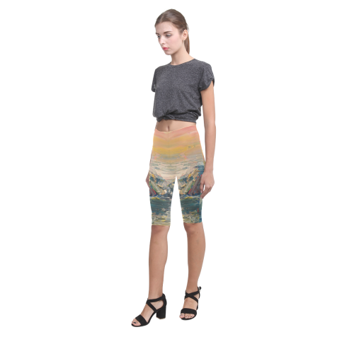 Mountains painting Hestia Cropped Leggings (Model L03)