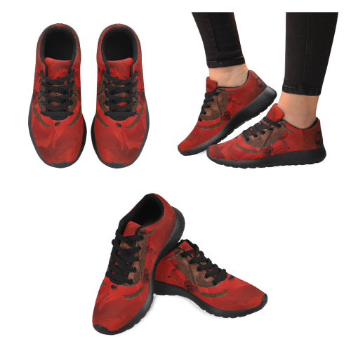 Skulls on red vintage background Women’s Running Shoes (Model 020)