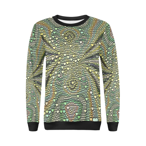 hearts everywhere E  by JamColors All Over Print Crewneck Sweatshirt for Women (Model H18)