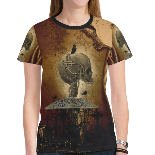 Mechanical skull New All Over Print T-shirt for Women (Model T45)